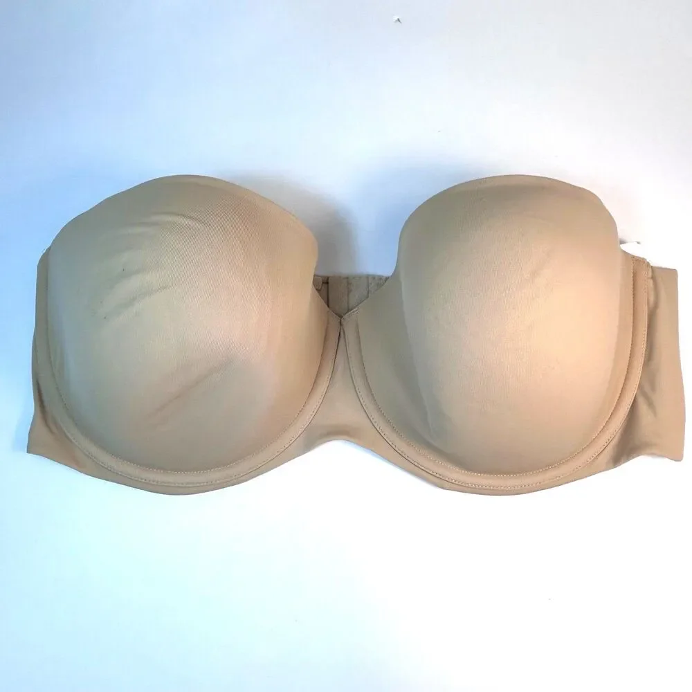 Cacique NWT Women's Tan Lightly Lined Underwire Strapless Bra Size 46DD
